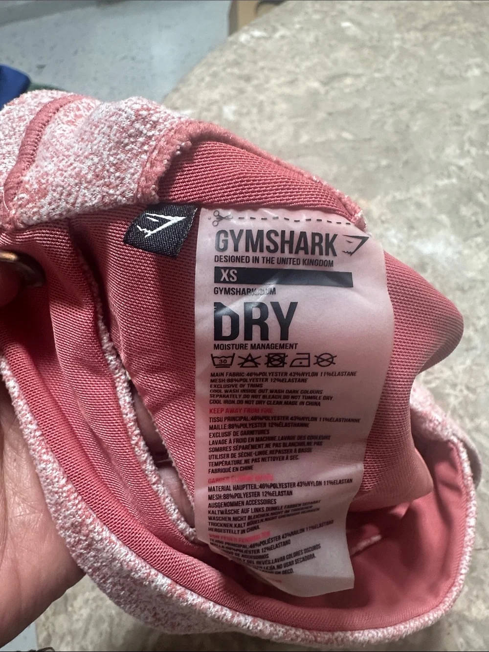 Gymshark Light Pink Textured Racerback Sports Bra